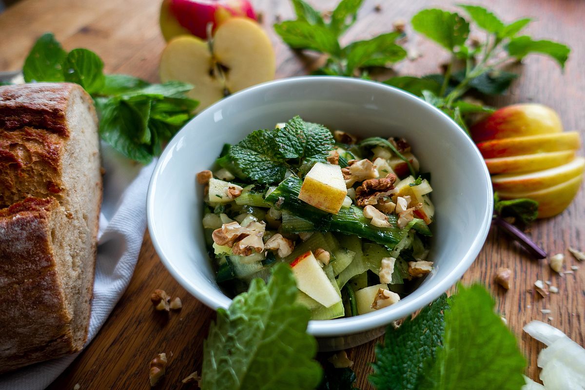 Apfel Gurkensalat mit Minze &amp; Melisse